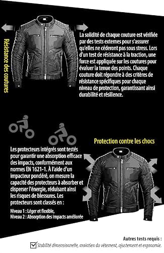 Texpeed Veste moto cuir homme homologué avec protections - Perfect Marlon Brando rétro Chopper blouson - Avec protection véritable biker CE armor (EN 1621-1) Noir - L thumbnail 8