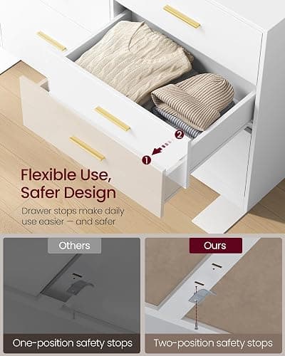 VASAGLE Custos Collection - Dresser for Bedroom, Chest of Drawers for Closet, Modern Style, TV Stand for Living Room, 6 Drawers, 15.8 x 46.9 x 30.7 Inches, Cloud White ULTS416WB01S thumbnail 5