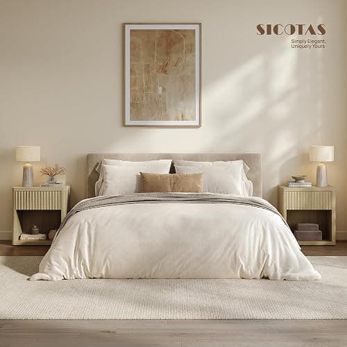 SICOTAS Night Stand with Large Drawer 24" Tall Fluted Modern Nightstands Wide Bedside Table for Bedroom Sofa Home Office, Nightstand with Spacious Storage Minimalist Design, Easy Assembly thumbnail 3