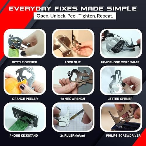 Wallet Multi-Tool, PocketMonkey 12-in-1 Credit Card Tool, Bottle Opener, Stainless Steel, MADE IN USA thumbnail 5