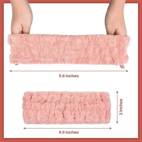 Chuangdi 3 Pieces Spa Headband for Women Facial Makeup Headband Soft Terry Cloth Hairband for Washing Face Mask Spa Shower Gifts(Dark Pink, Dark Blue, Milky-White) thumbnail 3