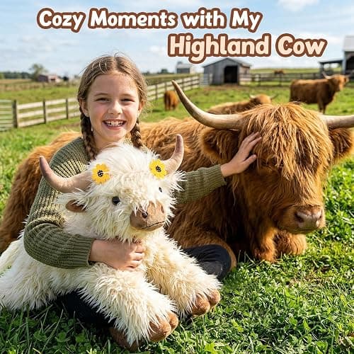 25" | 4.5 Pounds Highland Cow Weighted Stuffed Animals for Kid Adult, Microwavable Stuffed Animal Unscented, Cute Coolable Heatable Weighted Plush Warm Gifts for Christmas Birthday, Large Highland Cow thumbnail 8