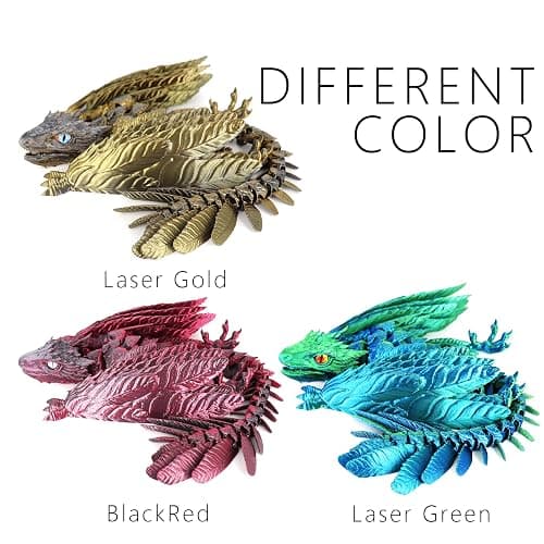 ACOCOFE 3D Printed Dragon Feathered Wyvern Dragon Toys,16 inch Large Fidget Articulated Dragon with Wings,Large Desktop Pet 3D Printed Toys (BlackRed) thumbnail 6