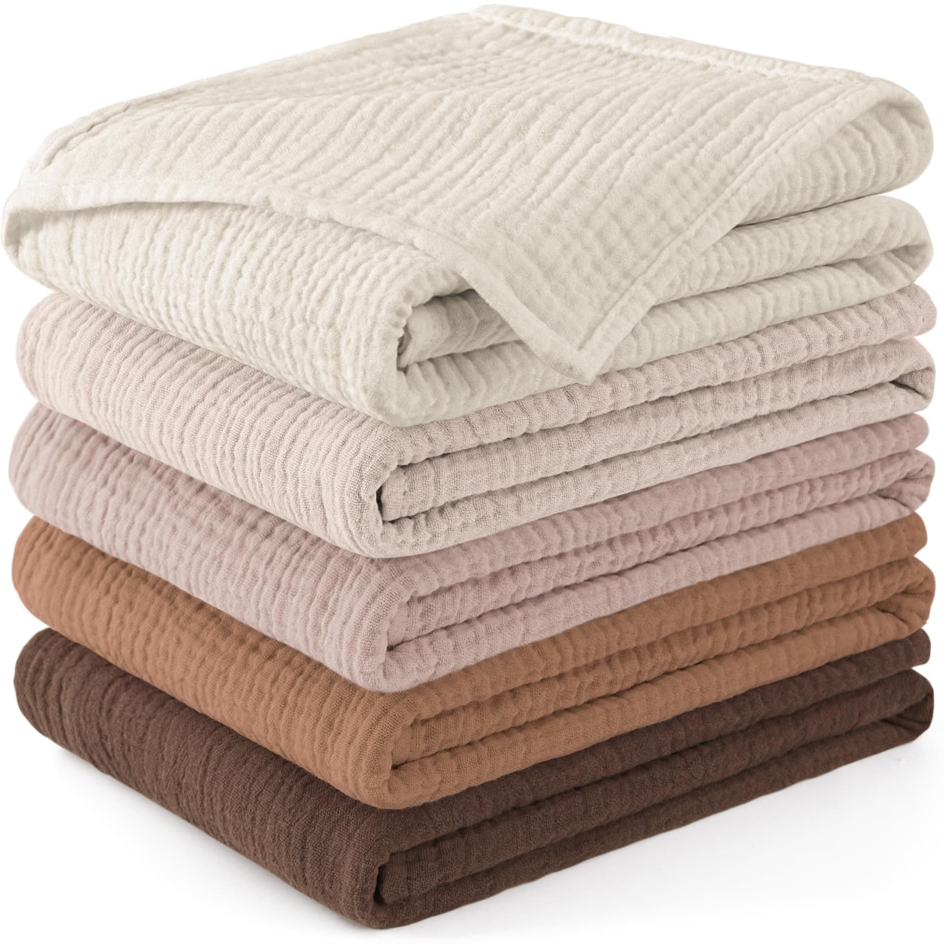 Susurration Muslin Cloths Baby Burp Cloths, Pack of 100% Cotton Burp Cloths Baby (5, Brown), 60x60 - Image 1