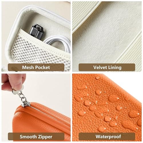 Linpr Digital Camera Case for CAMKORY, KODAK PIXPRO FZ45/FZ55, Canon IXUS 285 HS, Lecran, Small Travel Compact Camera Holder with Mesh Pocket for Accessories SD Card (Orange) thumbnail 6