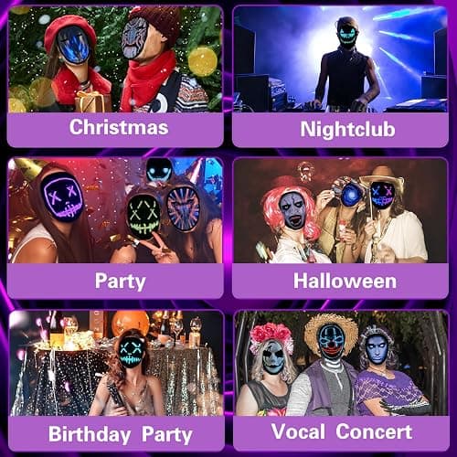 Depointer Life Led Mask with Rechargeable Bluetooth-compatible App Controlled, Customizable Shining Mask, Lighted Face Transforming Mask, unisex-Adult - Rechargeable thumbnail 7