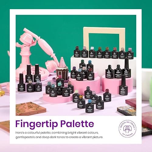beetles Gel Polish Set Fall Gel Nail Polish Kit 36 Pcs 32 Colors with Base Top Coat Burgundy Red Blue Purple Hot Pink Green Black White Uv LED Lamp Nails Gifts for Women Fingertip Palette thumbnail 6