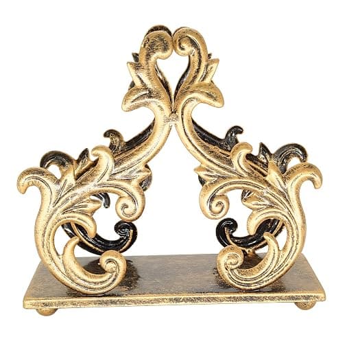 Owlgift Baroque Bronze Napkin Holder – Decorative Metal Tissue Rack for Tabletop, Mail, or Bill Organizer – 6 x 2 x 5.3 Inches, Rustic Finish for Home or Restaurant Use thumbnail 8