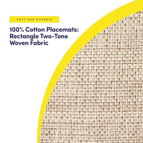 Sweet Home Collection 100% Cotton Placemats for Dining Room Rectangle Two Tone Woven Fabric 13" x 19" Soft Durable Table Mat Set, Set of 4, Eggshell thumbnail 2