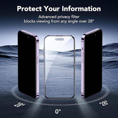 ESR 3 Pack for iPhone 14 Pro Privacy Screen Protector, Anti-spy Tempered-Glass Privacy Screen Protector, Micro-curved Edges, Case Friendly thumbnail 3