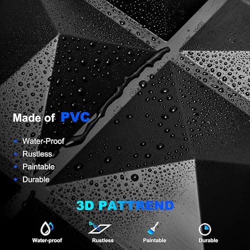 Art3dwallpanels 20 Pack 3D Wall Panels for Interior Wall Decor, 12''x12'' White Accent Diamond Panels for Gaming Room Bedroom TV Background, Black thumbnail 4