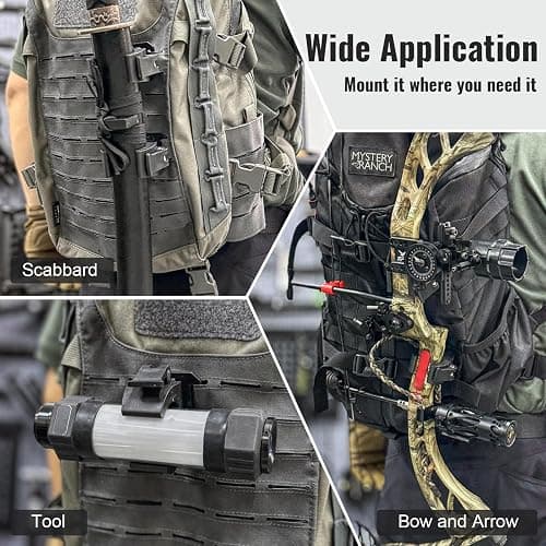 GEARZONE Quick Release Clamp Shovel Mount for MOLLE Panel Attachments for Tactical Backpack MOLLE Bag Molle Attachments for Shovel, Axe, and Tools, 2-Pack thumbnail 6