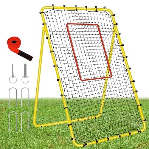 5 Adjustable Angles Volleyball Rebounder Net 7x4 ft with Stakes - Bounce Back Training Equipment for Practicing Volleying, Bumping, Spiking, Easy Set Up & Steady for Multi Sports - Image 1