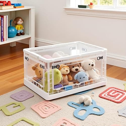 TREKATL AUTO 88 QT Clear Storage Bin with 5-Sided Open Lid, Stackable Plastic Storage Bins For Bedroom, Living Room, Office, Multifunctional Foldable Storage Box For Clothes, Office, Supplies, Snacks - Image 1