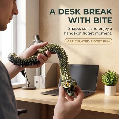 Dpcirk 35.5in Oversized 3D Printed Snake Model with Movable Teeth(Rainbow) | and flexible joints, reptile animal figurine, boy toys age 6-8,Articulated Fidget Toy thumbnail 8