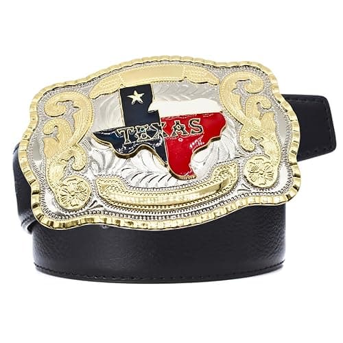 Texas State Map Flag Large Huge Rodeo Western Gold Tone Belt Buckle thumbnail 2