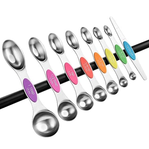 Spring Chef Stainless Steel Magnetic Measuring Spoons Set of 8 with Leveler, Nesting Metal Teaspoon & Tablespoon Measuring Spoons, Kitchen Gadgets for Baking & Cooking, Fits in Most Spice Jars - Neon thumbnail 9