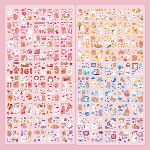 Cute Cartoon Bunny Bear Stickers, EAMOTOL 100 Sheets Kawaii Animals Transparent PET Scrapbooking Clipping Supplies Decals for Journaling Planners Collage Junk Journal Bullet Album Calendar Phone Case thumbnail 3