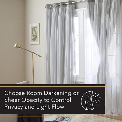 TOWN & COUNTRY LUXE Talia Double Layer Indoor Curtains, Sheer and Room Darkening Blackout, Grommet Top, Energy Efficient, 2-Pack Set, 52"W x 84"L (Pack of 2), Rose Blush - Rose Blush - 52"W x 84"L (Pack of 1) thumbnail 11