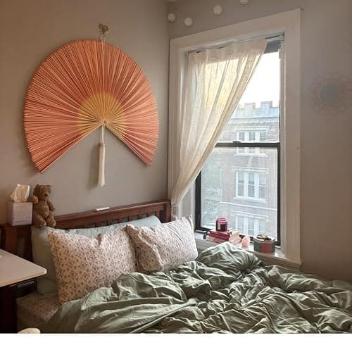 ChumDecor Fan Wall Decor,Japanese Chinese Wall Fans Decor, Boho Hanging Headboard,Decorative Folding Fan for Over Bed Decorations (Redpink, 40inch) thumbnail 2