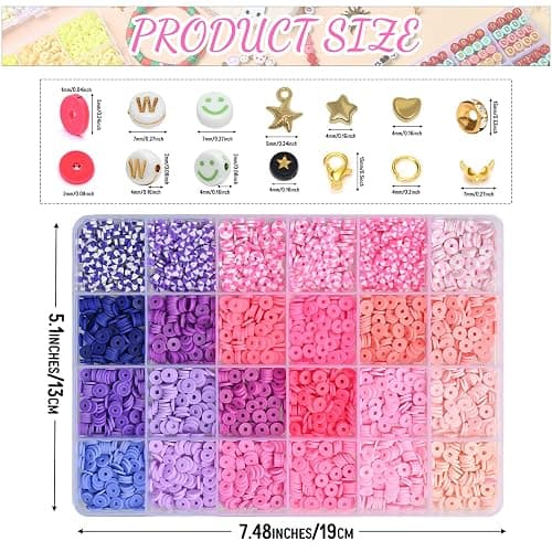 wuzoe Friendship Bracelet Kit, 16888pcs, 96 Colors Polymer Clay Beads & 1200 Letter Beads，Bracelet Making Kit for DIY Jewelry Making&Friendship Bracelet Making thumbnail 4
