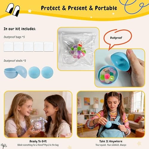 Geoynas DIY Stress Ball Kit for Adults – Squishy Stretch Pinch Toy | 13 fillers, 14 skins, pliers, bowl, mix spoon & 3 sealants. Squeeze & stretch for stress needoh. Case & gift bag. thumbnail 6