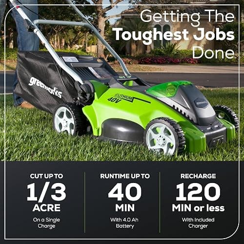 Greenworks 40V 16" (Push) Cordless Lawn Mower, 4.0Ah Battery (1/3 Acre, Push Button Start, Compatible with 75+ Tools) thumbnail 3