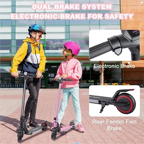 Electric Scooter for Kids Ages 6-12, 150W Motor, 4/7/11 Mph, 60 mins Ride Time, Adjustable Speed, LED Display, Colorful Lights, Electronic Brake, Foldable Kids Electric Scooter thumbnail 3