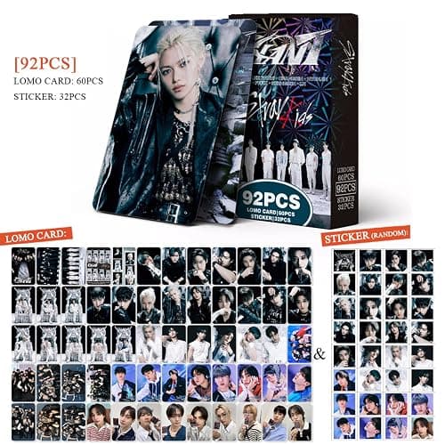 KPOPBP 60 PCS Giant Album Photocards Lomo Card Set with 32 PCS Stickers Pack, Kpop Gift Merch for SKZ Boys and Girls thumbnail 3