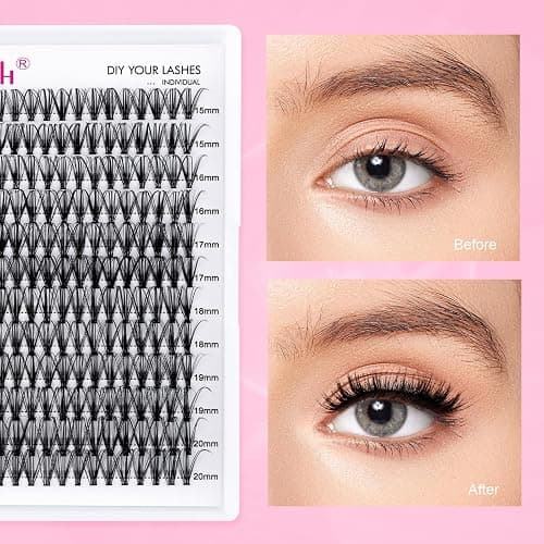 Eyelash Extension Kit Lash Bond and Seal Lash Clusters with Eyelash Tweezer Lash Glue for Individual Lashes Lash Applicator Tool for DIY Lash Extension Kit Makeup (Set 20D-0.07D, 15-20mm) thumbnail 7