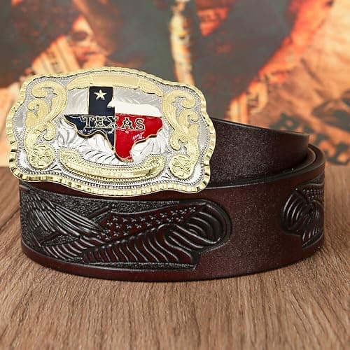 Texas State Map Flag Large Huge Rodeo Western Gold Tone Belt Buckle thumbnail 3