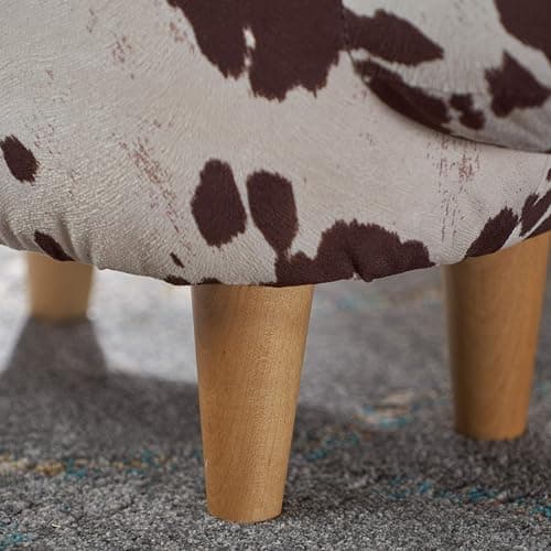 Christopher Knight Home Bessie Patterned Velvet Cow Ottoman, Brown Milk Cow / Natural thumbnail 8