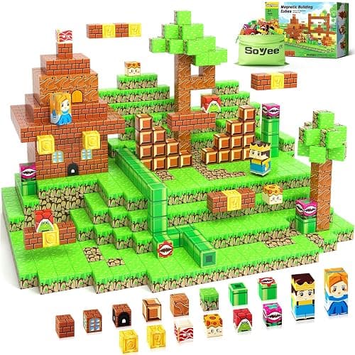 108PCS Magnetic Blocks Building Toys - 1'' Magnet Building Blocks Build Mine Magnet World Game Adventure Set Cubes Boys Girls Toys Ages 3-5 4-6 5-7 6-8 Kids Gifts for 3-12 Years Old School Supplies - Image 1