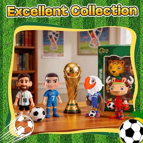 TCMOT 6PCS World Cup Mascot 2026 Star Player Figures Set, World Cup 2026 Merchandise, 3 Team Mascots + 3 Star Player Toys, Collectible Game Football Action Figures for Fans, Gift for Adults & Kids thumbnail 3