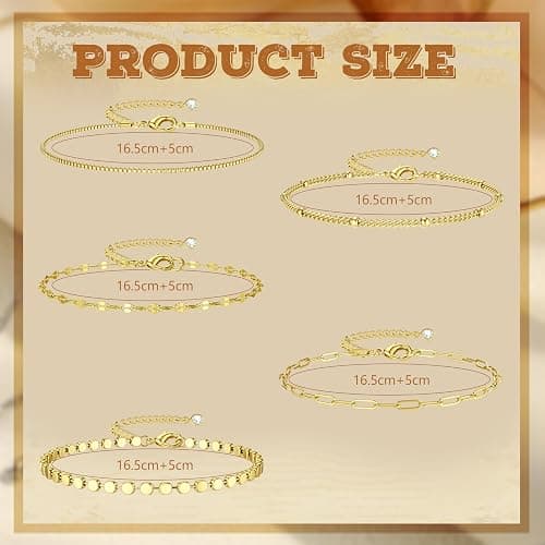 Dochais 5 Stück Armband Damen Gold Set Armband 14K Vergoldet Verstellbar Armbänder Gold Boho Schlange Kubanische Büroklammer Armbänder Schmuck für Damen Frauen Mädchen thumbnail 4