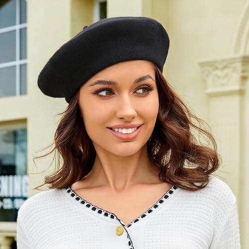 Wheebo Wool Beret Hat,Solid Color French Style Winter Warm Cap for Women Girls Lady thumbnail 3