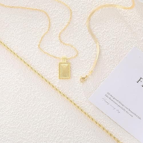 Layered Gold Silver Necklaces for Women, Stackable Stack 14K Real Gold Plated Silver Chain Necklace Diamond Circle CZ Layering Pendant Necklaces Trendy Gold Jewelry Set Gifts thumbnail 2