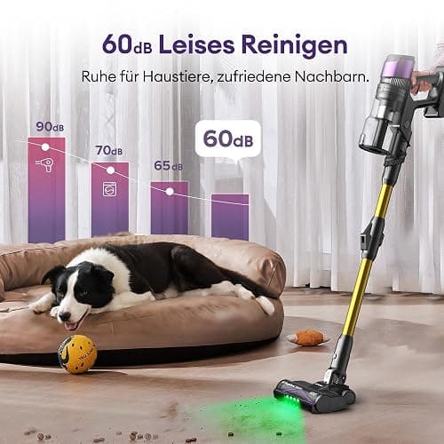 Ultenic U20 Akku Staubsauger, 55000Pa/ 600W/60Min Staubsauger Kabellos Mit Selbststehendes Design, Flexibles Biegegelenk, GreenEye-Technologie, Anti-Tangle Bodenbürste für Hartböden Teppiche Tierhaare thumbnail 9