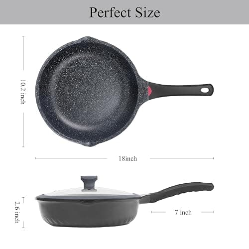 Vinchef New Handle Update 11In/5Qt Aluminum Nonstick Deep Frying Pan with Lid and Heat Indicator, Anti Scratch and Anti Stain Deep Saute Pan, Induction Compatible thumbnail 2