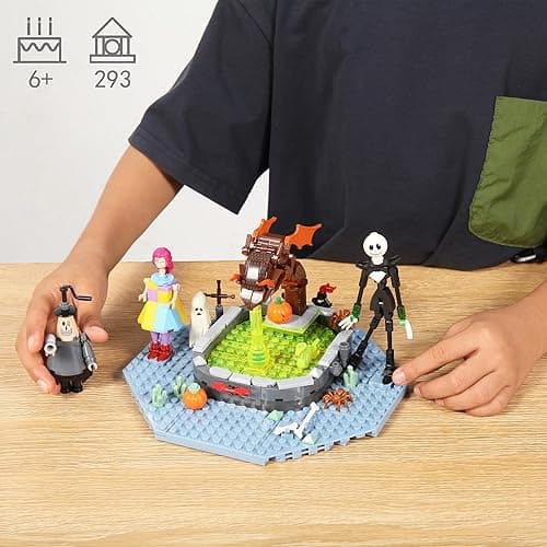 Nightmare Halloween Building Block Set, Jack Skellington, Sally, and The Mayor with Snake Fountain Scene, Compatible with Lego, for Kids and Adult Fans, Creative DIY Display Toy thumbnail 5