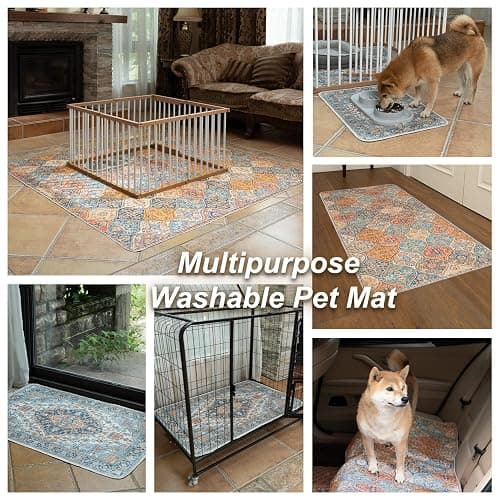nunubaby Washable Pee Pads for Dogs, Stylish, Non-Slip and Leak-Proof Pee Pads. Reusable Potty Pads for Dogs for Crates and Floors.(Beige/Multi, 72" x72" ) thumbnail 6