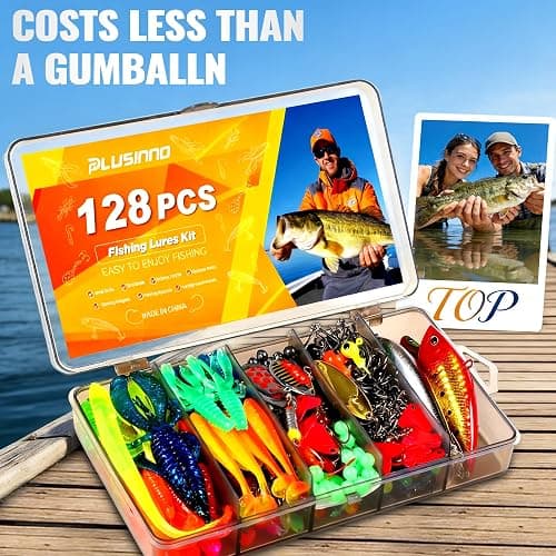 PLUSINNO Fishing Lures, All-in-One Fishing Tackle Box with Tackle Included, Fishing Gear Lure Bait Accessories Kit for Freshwater Bass Trout, Ideal Fishing Gifts for Men, Father & Beginners thumbnail 6