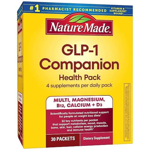 Nature Made GLP-1 Companion Health Pack, Multivitamin for Women and Men, Magnesium, Calcium, Vitamin D & B12, Nutritional Support for Weight Loss Diets, 30 Packets - Image 1