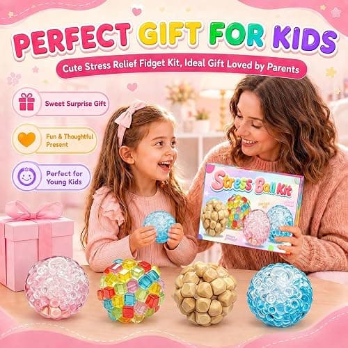 4 Pack Crunchy Noisy Squishy Stress Balls, Slush Textured Sensory Toys Set, Stress Relief Toys for Kids Adults, Squeezee Sensory Toys, Birthday Xmas Gifts for Girls & Boys thumbnail 7
