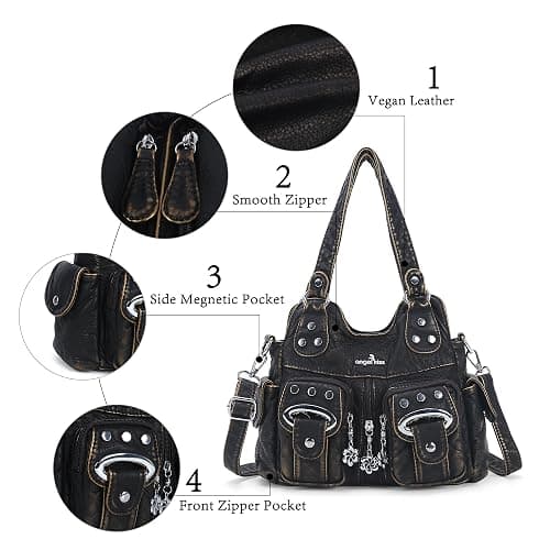 Angel Kiss Purses for Women Small Hobo Crossbody Bags Multi-Pocket Vegan Leather Hobo Handbags Tote Bag with Crossbody Strap thumbnail 6