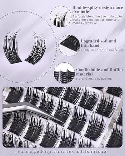 zanlufly Lash Clusters Eyelash Clusters Wispy Cluster Eyelash Extensions DIY Individual Lashes Natural Volume Lash Extension C Curly Cluster Lashes with Thin Band thumbnail 3
