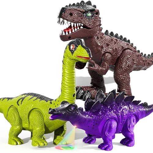 TEMI 3 Pack Electrical Walking Dinosaur Toys for Toddlers 3-4 3-5 Years with Sound and Light Up, Toddler Robot Dinosaur, Brachiosaurus, Stegosaurus Dinosaur Figures for Kids thumbnail 8
