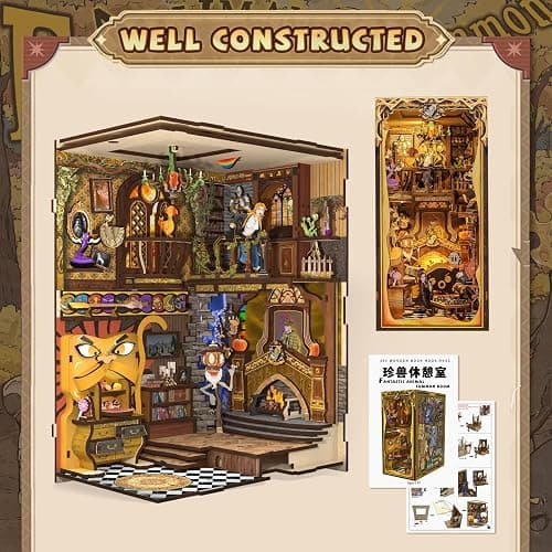 CUTEBEE Book Nook Kit - DIY Miniature House Kit for Adults and Teens, Dollhouse Booknook Tiny House Model Build Bookshelf Decor, Gifts for Family, Friends thumbnail 4