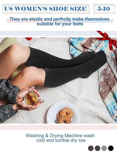 Shihanee 8 Pairs Warm Winter Knee High Socks for Women Boot Thick Socks for Cold Weather Hiking Skiing Working Winter Gifts thumbnail 7