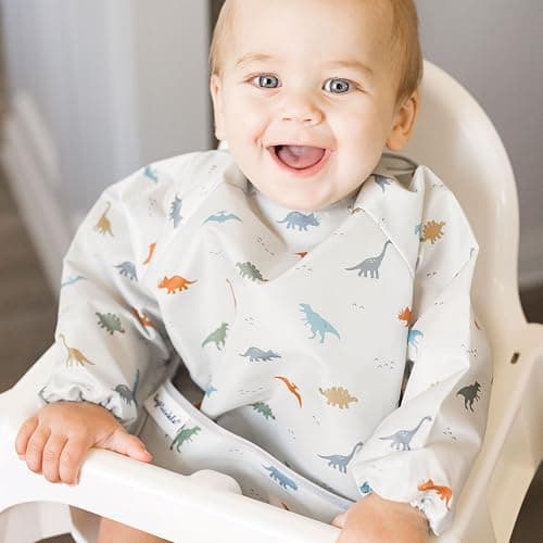Tiny Twinkle Long Sleeve Bib for Babies & Toddlers | Waterproof Smock Bib for Eating | Machine Washable & Mess-Proof Feeding Essentials | Newborn Shower Gift (Dinosaur, 6–24M) thumbnail 9